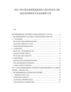 2025-2030城市地鐵隧道掘進機刀盤結構優化與掘進進度監測投資方法深度解析全卷