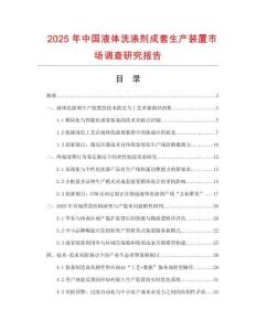 2025年中國液體洗滌劑成套生產(chǎn)裝置市場調(diào)查研究報(bào)告