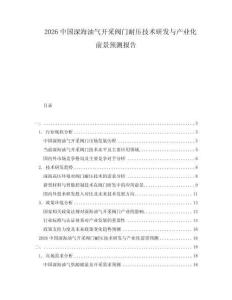2026中國深海油氣開采閥門耐壓技術(shù)研發(fā)與產(chǎn)業(yè)化前景預(yù)測報告