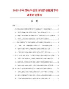 2025年中國納米級(jí)活性輕質(zhì)碳酸鈣市場調(diào)查研究報(bào)告