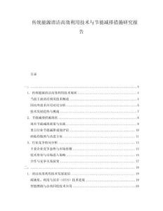 傳統(tǒng)能源清潔高效利用技術與節(jié)能減排措施研究報告