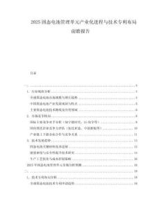 2025固态电池管理单元产业化进程与技术专利布局前瞻报告