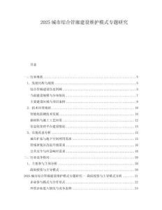 2025城市綜合管廊建設維護模式專題研究