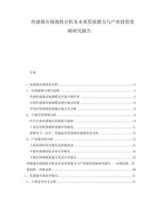 傳感器市場現(xiàn)狀分析及未來發(fā)展?jié)摿εc產(chǎn)業(yè)投資策略研究報告