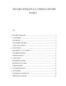 城市交通行業(yè)規(guī)劃分析及無人駕駛前景與綠色戰(zhàn)略研究報告