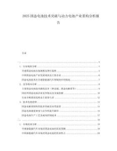 2025固態(tài)電池技術突破與動力電池產(chǎn)業(yè)重構(gòu)分析報告
