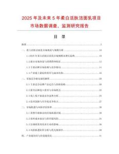 2025年及未來5年柔白活膚潔面乳項(xiàng)目市場(chǎng)數(shù)據(jù)調(diào)查、監(jiān)測(cè)研究報(bào)告
