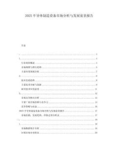 2025半導(dǎo)體制造設(shè)備市場分析與發(fā)展前景報告