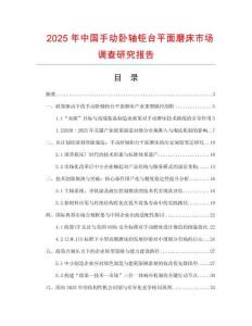 2025年中國手動臥軸鉅臺平面磨床市場調查研究報告