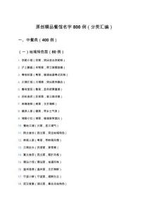 原創(chuàng)精品餐館名字800例（分類(lèi)匯編）