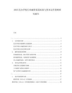 2025民辦學(xué)校行業(yè)融資渠道拓展與資本運(yùn)作策略研究報(bào)告
