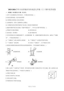 2025-2026學(xué)年山東省臨沂市沂南縣九年級(jí)（上）期中化學(xué)試卷（含答案）