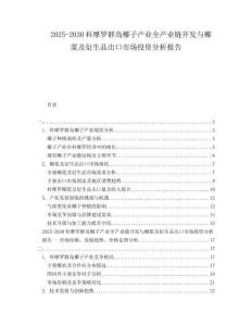 2025-2030科摩羅群島椰子產(chǎn)業(yè)全產(chǎn)業(yè)鏈開(kāi)發(fā)與椰漿及衍生品出口市場(chǎng)投資分析報(bào)告