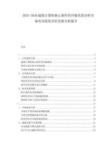 2025-2030超級計算機核心部件供應鏈供需分析市場布局投資評估發(fā)展分析報告