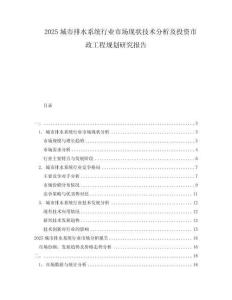 2025城市排水系统行业市场现状技术分析及投资市政工程规划研究报告