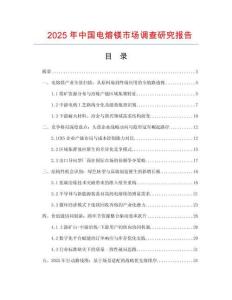 2025年中國電熔鎂市場調(diào)查研究報告