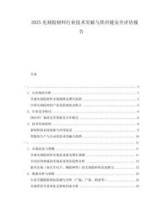 2025光刻膠材料行業(yè)技術(shù)突破與供應(yīng)鏈安全評估報告