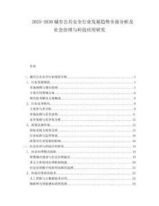 2025-2030城市公共安全行業發展趨勢全面分析及社會治理與科技應用研究