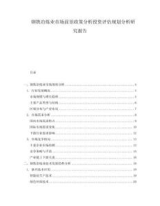 鋼鐵冶煉業(yè)市場前景政策分析投資評估規(guī)劃分析研究報告
