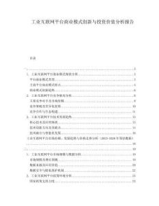工業(yè)互聯(lián)網(wǎng)平臺(tái)商業(yè)模式創(chuàng)新與投資價(jià)值分析報(bào)告