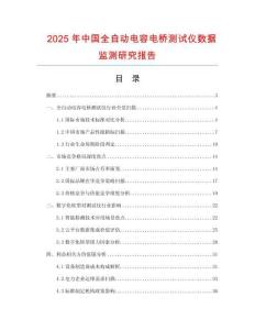 2025年中国全自动电容电桥测试仪数据监测研究报告