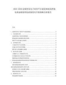 2025-2030邊境貿(mào)易電子商務(wù)平臺建設(shè)規(guī)劃及跨境電商退稅便利化政策優(yōu)化升級策略分析報告