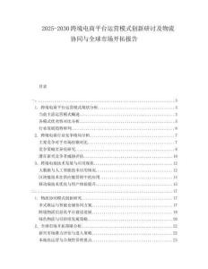2025-2030跨境電商平臺運(yùn)營模式創(chuàng)新研討及物流協(xié)同與全球市場開拓報告