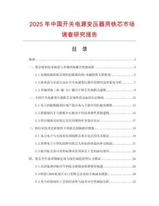 2025年中國開關(guān)電源變壓器用鐵芯市場調(diào)查研究報告