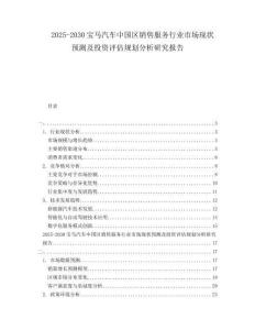 2025-2030寶馬汽車中國區(qū)銷售服務(wù)行業(yè)市場現(xiàn)狀預(yù)測及投資評估規(guī)劃分析研究報告