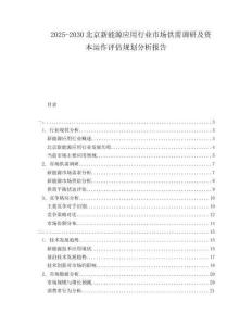 2025-2030北京新能源应用行业市场供需调研及资本运作评估规划分析报告