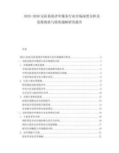 2025-2030安防系統(tǒng)評審服務行業(yè)市場深度分析及發(fā)展現(xiàn)狀與投資戰(zhàn)略研究報告