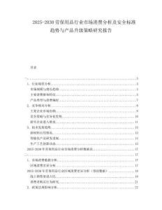 2025-2030勞保用品行業市場消費分析及安全標準趨勢與產品升級策略研究報告