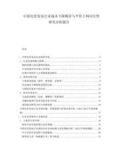 中國光伏發(fā)電行業(yè)成本下降路徑與平價(jià)上網(wǎng)可行性研究分析報(bào)告