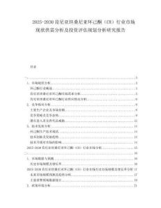 2025-2030肯尼亞坦桑尼亞環(huán)己酮（CH）行業(yè)市場現(xiàn)狀供需分析及投資評估規(guī)劃分析研究報告
