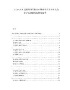 2025-2030巴基斯坦零售業市場現狀供需分析及投資評估規劃分析研究報告