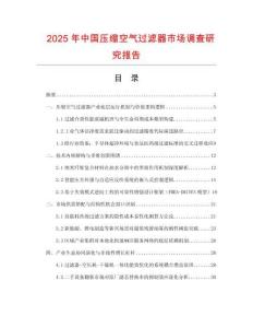 2025年中國壓縮空氣過濾器市場調查研究報告