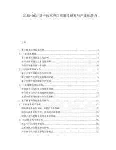 2025-2030量子技術(shù)應(yīng)用前瞻性研究與產(chǎn)業(yè)化潛力