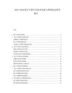 2025-2030量子計算行業(yè)技術(shù)發(fā)展與投資機會研究報告