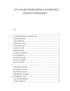 2025-2030超声波检测仪器制造行业市场现状供需分析投资评估策略规划报告