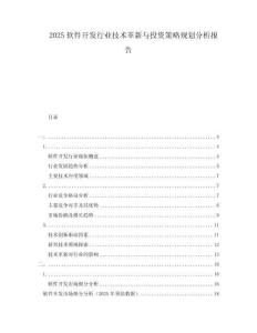2025軟件開發(fā)行業(yè)技術(shù)革新與投資策略規(guī)劃分析報告