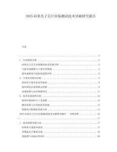 2025硅基光子芯片封裝測試技術(shù)突破研究報(bào)告