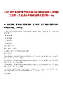 2025年贵州铜仁市中国电信玉屏分公司招聘云网支撑工程师1人笔试参考题库附带答案详解(3卷)