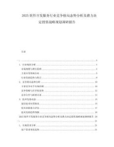 2025軟件開發(fā)服務(wù)行業(yè)競爭格局態(tài)勢分析及潛力決定投資戰(zhàn)略規(guī)劃調(diào)研報告