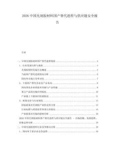 2026中國光刻膠材料國產(chǎn)替代進程與供應(yīng)鏈安全報告