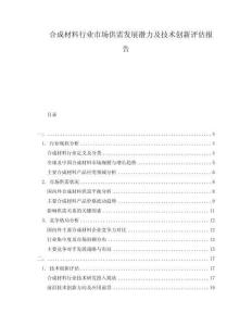 合成材料行業(yè)市場(chǎng)供需發(fā)展?jié)摿凹夹g(shù)創(chuàng)新評(píng)估報(bào)告