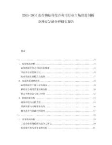 2025-2030农作物秸秆综合利用行业市场供需剖析及投资发展分析研究报告