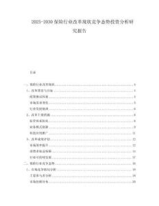 2025-2030保險行業(yè)改革現(xiàn)狀競爭態(tài)勢投資分析研究報告