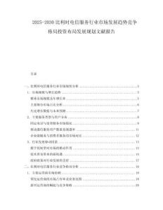 2025-2030比利时电信服务行业市场发展趋势竞争格局投资布局发展规划文献报告