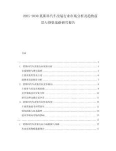 2025-2030莫斯科汽車改裝行業市場分析及趨勢前景與投資戰略研究報告