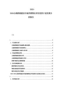 2025-2030公路橋梁建設市場供需情況評價投資計劃發展分析報告